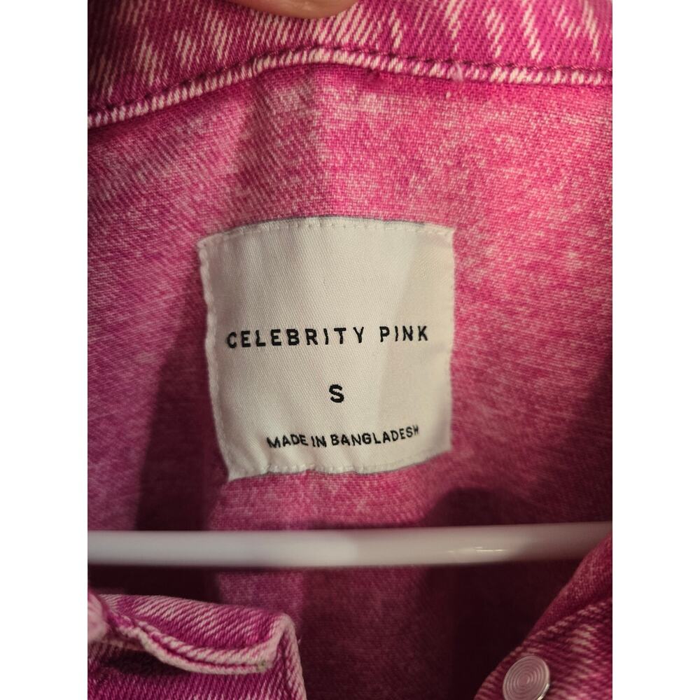 Celebrity Pink Women’s Denim Jacket Coat Top Y2K Frey Curved Hem Small - Picture 3 of 3